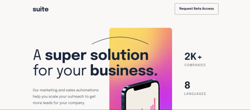 Screenshot of Suite Landing Page Project